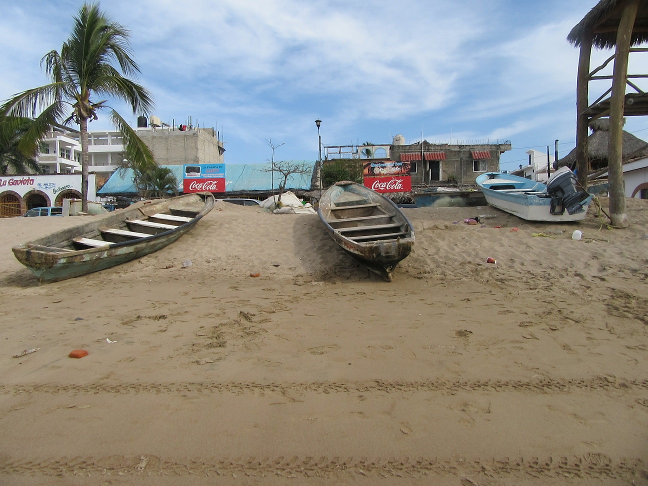 boats on the shore in La Penita